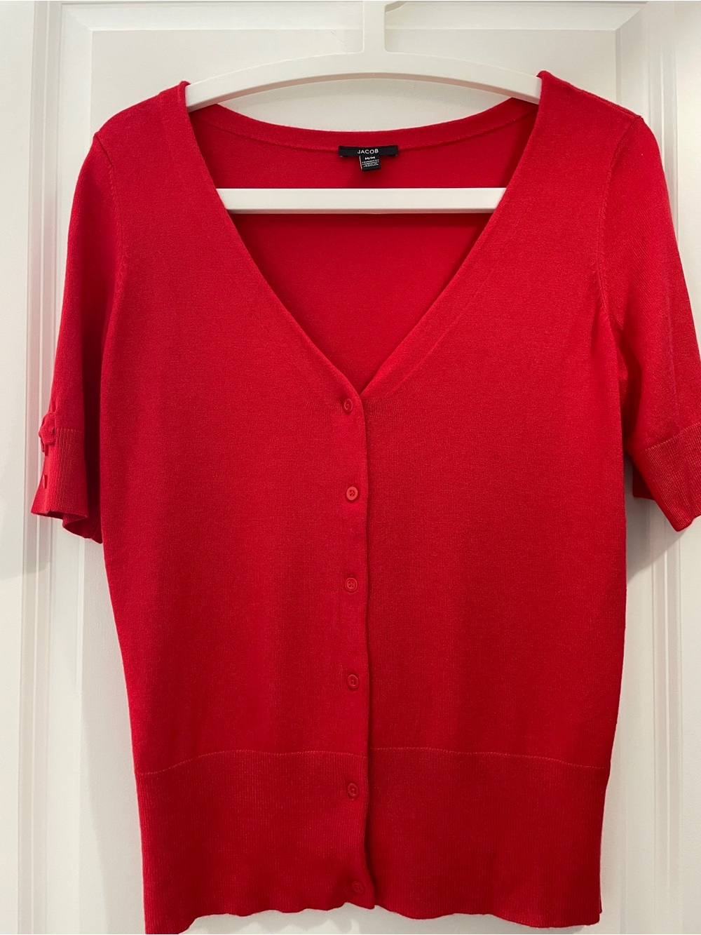 Jacob Red Short Sleeve V-Neck Button Cardigan